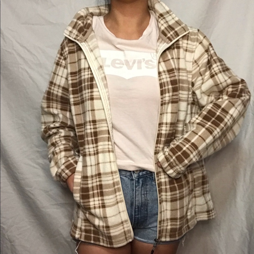 Vintage fuzzy plaid coat